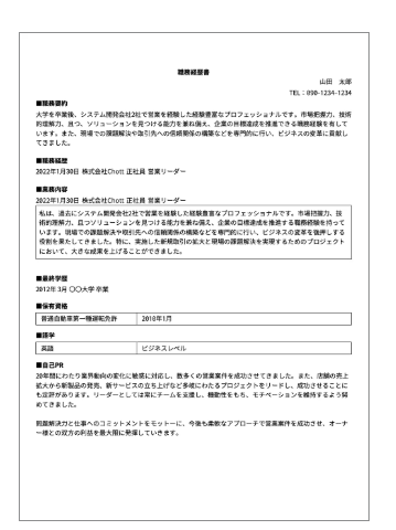 職務経歴書サンプル